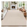 SHACOS Beige 160x230cm Washable Non-Slip Fluffy Living Room Rug