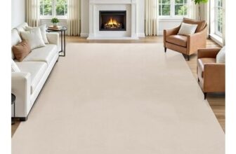 SHACOS Beige 160x230cm Washable Non-Slip Fluffy Living Room Rug