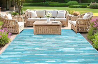 SHACOS Large Outdoor Rug 240 x 300 cm Garden Rugs Outdoor Waterproof Reversible Plastic Straw Rug UV Resistant Lightweight Camping Mat for Patio RV, Backyard, Picnic, Balcony, Deck, Blue
