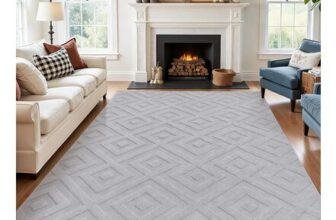 SHACOS Light Grey Geometric Rug 200×290 Cm Non-Slip