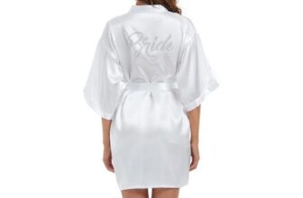 SHCNSJCBride Silk Kimono Robe for Women White L