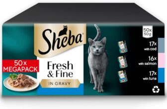 SHEBA Fresh & Fine Cat Pouches Fish collection in Gravy 50x50g
