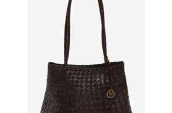 SILVIANO Brown Leather Woven Tote Bag