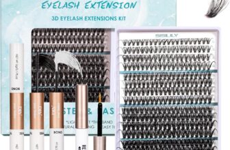 SISILILY Fluffy Individual Eyelashes Kit – 320Pcs Mixed Length Lash Clusters (12-20mm) Russian D Curl Lashes DIY Lash Extension Set with Bond & Seal Natural Volume Cluster Lashes for At-Home Use
