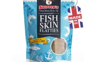 SKIPPERS Fish Skin Flatties Sticks 200g – Handmade Air-Dried 100% Natural Dog Treats – Sold by Skippers Pet Products / FBA