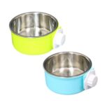 SLSON 2-Pack Pet Crate Bowls, Double Feeding, Blue and Green