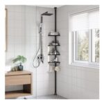 SONGMICS 4-Tier Corner Shower Shelf, Adjustable Black BCB001B01