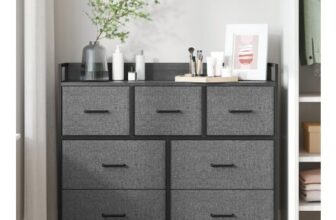 SONGMICS 7-Drawer Fabric Chest with Handles, Metal Frame (Slate/Anthracite)
