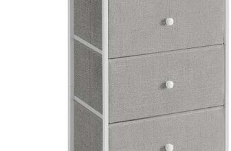 SONGMICS Chest of Drawers with 5 Fabric Drawers, Metal Frame – Dove Grey and Cream White – Prime Price