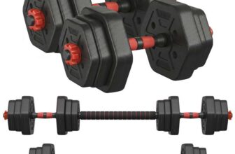 SONGMICS Dumbbell Sets – 10 kg, 20 kg, 30 kg Weights Each with Connecting Bar, Hexagon, Adjustable – Sold/Shipped by SONGMICS HOME UK