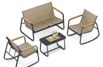 SONGMICS Garden Furniture Set, 2 Rocking Chairs, Table, Loveseat – Shipped / Sold by SONGMICS HOME UK