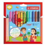 STABILO Cappi Fibre-Tip Pen, Cap-Ring, Pack of 12, Assorted Colours