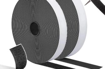 SURFOU Hook and Loop Tape Black, Self Adhesive Double-Sided 10m 20mm Reusable Strips Roll, Heavy Duty Fastening Material for Screen, Carpet, Curtains and Blinds Tabs
