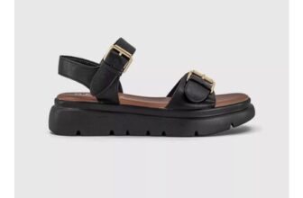 Sage Buckle Detail Platform Sandals Black