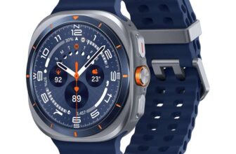 Samsung Galaxy Watch Ultra (2025), AI Smart Watch, Marine Band, Titanium Casing, Cushion Design, Titanium Blue – Prime Day Deal