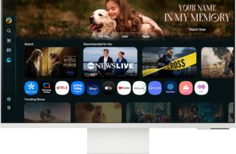Samsung LS32FM801UUXXU 32 4K Ultra HD HDR10 Smart Monitor with Speakers – 3840×2160, USB-C, HDMI, WiFi, Bluetooth, Smart Hub for TV streaming, Catch Up Apps and Gaming Hub