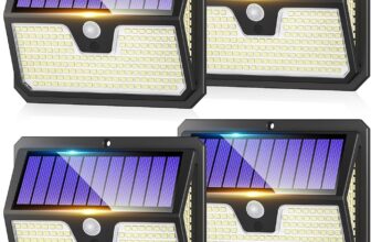Seklin Outdoor Solar Lights, 238 LED Solar Security Lights and 3 Modes Motion Sensor 270 Wide Angle Solar Powered Lights IP65 Waterproof Solar Wall Light for Front Door Yard Garage Garden
