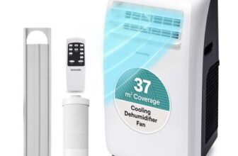 SereneLife 12000 BTU Portable AC with Dehumidifier, Remote, Timer