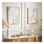Set of 2 Minimal Luxe Abstract Framed Canvases
