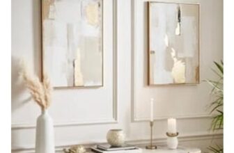 Set of 2 Minimal Luxe Abstract Framed Canvases