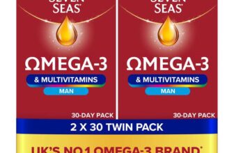 Seven Seas Omega-3 & Multivitamins Man, with B Vitamins and Magnesium, 60 Multivitamins Tablets, (2X 30 Days Twin Pack) – Prime Deal