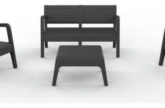 Shaf Valencia 4 Seater Plastic Garden Sofa Set – Dark Grey