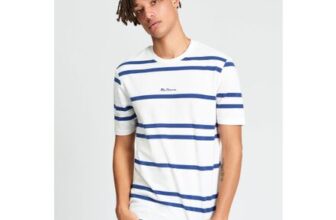 Short Sleeve Pique Stripe Tshirt in Snow White