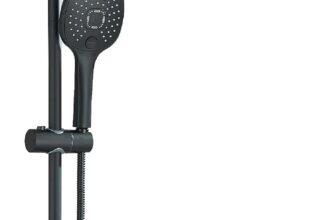 Shower Riser Kit with 29cm19cm Rainfall Shower Head, 5 Spray Modes Handheld Shower with Rotating Bracket Shower Set Anti-Leak Hose,Easy Install, Suitable for Bathrooms Black