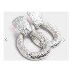Silver Tone Textured Loop Earrings