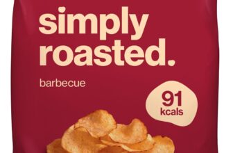 Simply Roasted – Barbecue Crisps 12 x 21.5g Impulse Bags Smoky & Bold Vegan 50% Less Fat Under 99 Calories Per Serve Triple Cooked for the Ultimate Crunch Gluten & Allergen-Free