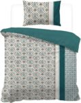 Single Bed Duvet Cover Set -Green Bedding Geometric Striped Boho Bedding Set Soft Quilt Cover For Adult -135x200cm And 50x75cm Pillowcase