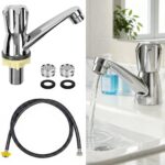 Single Cold Water Tap Zinc Alloy Bathroom Sink Taps Basin Faucet Single Lever Cold Water Sink Taps Modern Home Water Filter Faucet with Filter G1/2 Standard Hoses for Kitchen Bathrooms Use