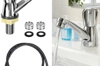Single Cold Water Tap Zinc Alloy Bathroom Sink Taps Basin Faucet Single Lever Cold Water Sink Taps Modern Home Water Filter Faucet with Filter G1/2 Standard Hoses for Kitchen Bathrooms Use