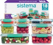Sistema KLIP IT Food Storage Containers Airtight & Stackable Meal Prep Containers with Lids School Lunch Boxes & Snack Boxes 18 Count (9 Containers & Lids)