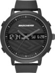 Skechers Lawndale Mens Dual Digital Dial Black Silicone Strap Watch