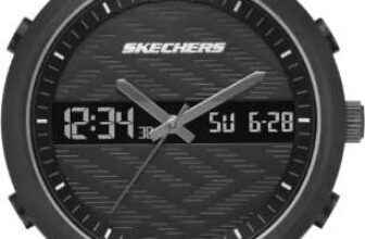 Skechers Lawndale Mens Dual Digital Dial Black Silicone Strap Watch