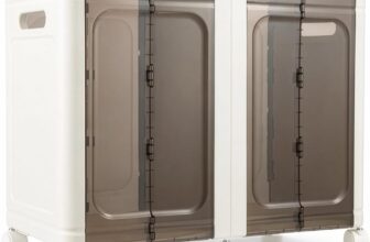 Slim Bathroom Storage Cabinet with Wheels, Narrow Freestanding Bathroom Organizer with Double Transparent Doors, Waterproof Plastic Bathroom Storage Unit for Toilet Paper Two Layers