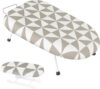 Small Tabletop Ironing Board 61 x36cm, Foldable Ironing Board with Sleeve Rack Non-Slip Folding Legs Sewing Accessory Print, For Smooth Pressing, Lightweight for Travel (Triangular Grid)