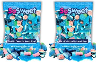 SoSweet Blue Sweet Mix 1kg Bulk Bag Fruity Blue-Themed Pick & Mix Sweets Party Candy, Sweet Tables, Events Long Shelf Life (Pack of 2)