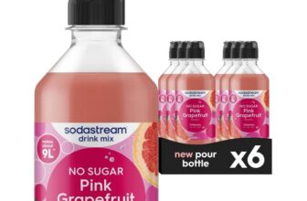 Sodastream Classics Pink Grapefruit Zero Sugar Syrup Drink Mix, Sugar Free Sodastream Syrup, Grapefruit Flavour, 6 x 440ml