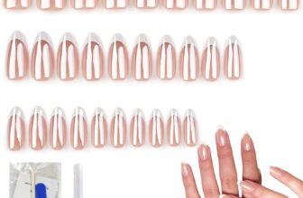 Soft Gel Press On Nails Short Almond – White French Tip False Nails,RARITYLL 30 Pcs Reusable Fake Nails in 15 Sizes with Nail Glue & Adhesive Tabs for Easy DIY Manicure at Home