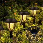 Solar Lights Outdoor Garden, IP44 Waterproof, Pathway Lighting, Dusk to Dawn Auto On/Off, Ornament Outdoor Solar Garden Light for Yard Lawn Patio Decorative (Warm White, 6 Pack)
