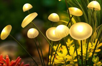 Solar Lights Outdoor Garden Waterproof, Mushroom Solar Firefly Lights, Swaying Outdoor Light for Pathway, Yard, Patio Decoration (2 Pack,Warm White)