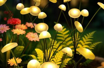 Solar Lights Outdoor Garden Waterproof, Mushroom Solar Firefly Lights, Swaying Outdoor Light for Pathway, Yard, Patio Decoration (4 Pack,Warm White)