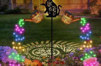 Solar Watering Can with Cascading Lights2 Pack Decorative Mandala Solar Garden Lights Outdoor,2 Modes Waterproof Solar Lantern Garden Ornament s Auto On/Off Metal Pathway Lighting Colorful