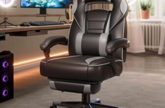 Songmics Adjustable Ergonomic Gaming Chair with Extendable Footrest