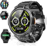 Soudorv Smart Watches for Men (Answer/Make Call), 1.53 HD Military Smartwatch, 1000 mAh Ultra-Long Battery Fitness Watch, Flashlight/110Sports/Heart Rate/Sleep Monitor/IP68 Waterproof Android iOS