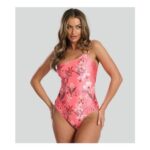 South Beach Red Floral Print One-Shoulder Swimsuit