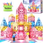 Soyee Diamond Magnetic Tiles Magnet Building Blocks – Princess Castle Toys for Girls & Boys Age 3-8 Birthday Present 5 6 7 8 9 10 Year Old Gifts for Kids Classroom