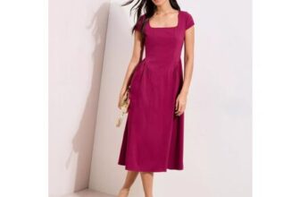 Square Neck Sculpting Stretch Midaxi Dress – Red